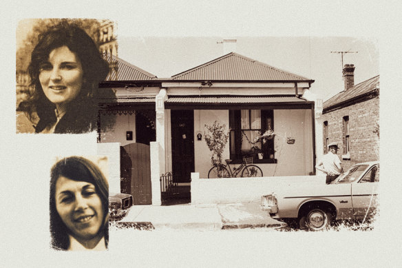 Susan Bartlett (top) and Suzanne Armstrong were killed in their Easey Street, Collingwood, rental in 1977.
